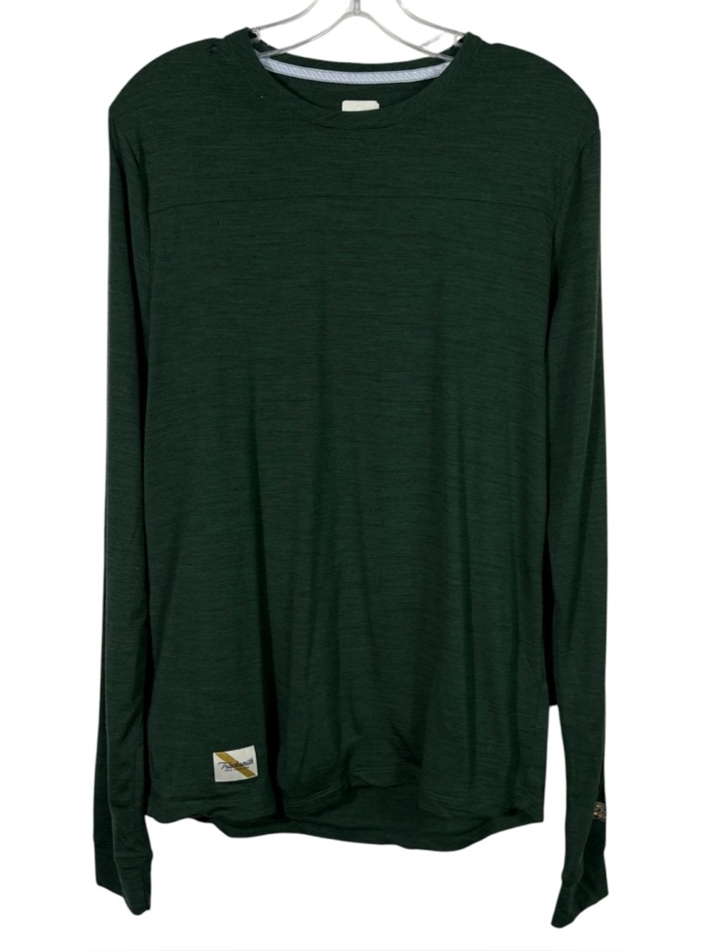 Tracksmith Men's Green Merino Wool Blend Long Sleeve Base Layer Top Medium M